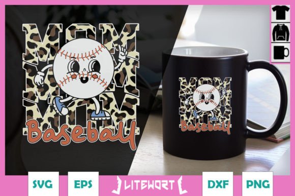 Cartoon Baseball Leopard Mom SVG: A Playful Embroidery Design for Lighthearted Projects